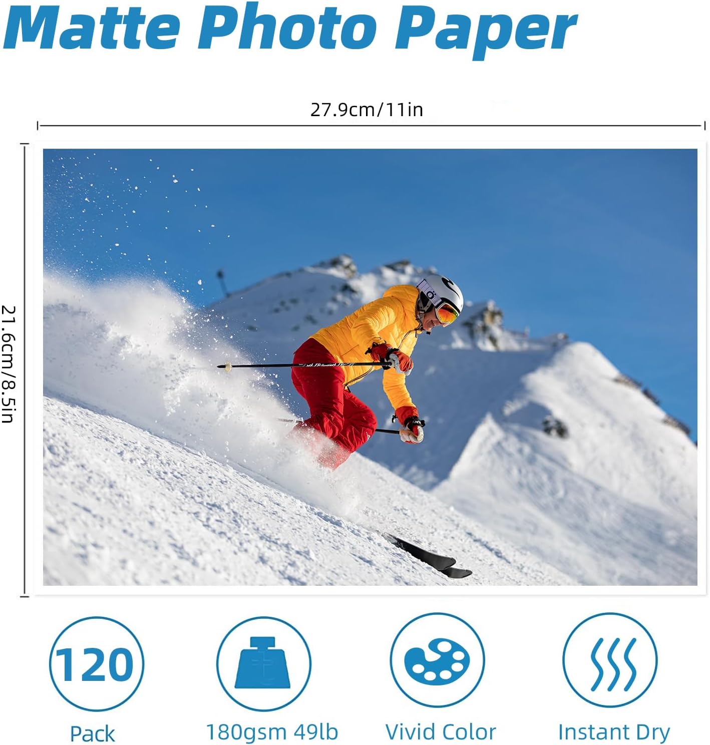 Uinkit 120 Sheets Presentation Paper Matte 8.5x11 Inkjet 48lb 180gsm Single Side Printable Photo for All Dye Ink Inkjet Printers