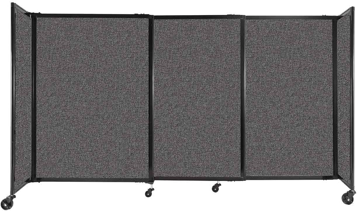 Versare Straightwall Sliding Portable Wall Partition | Freestanding Office Dividers | Locking Wheels | Temporary Room Separator | 7'2'' Wide x 4' Tall Charcoal Gray Fabric Panels