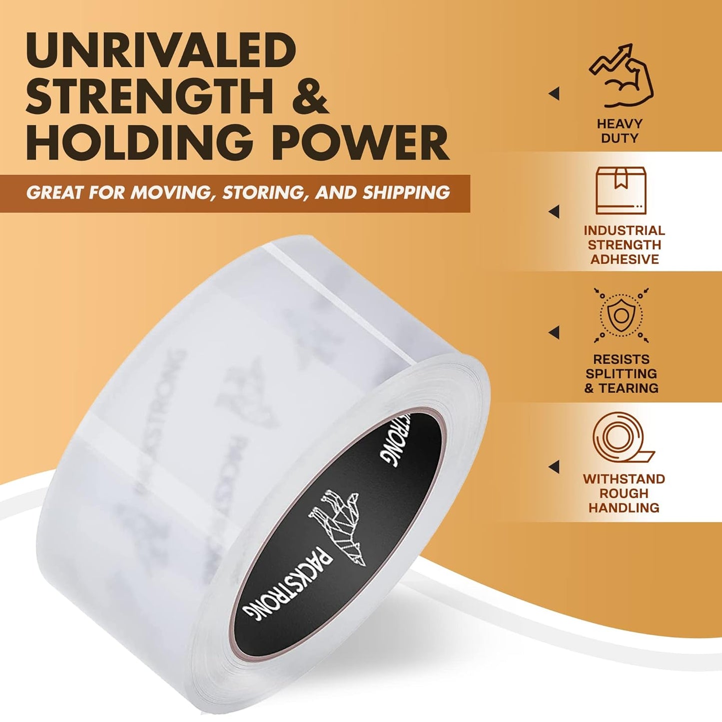 Packstrong Industrial Grade Clear Packing Tape 84 Rolls - 110 Yards per Roll - 2" Wide x 2 mil Thick, Acrylic Adhesive Tape for Box Office Moving Packaging Shipping