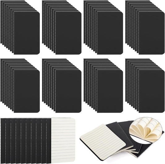 Harloon 100 Pcs Mini Notebooks Bulk Small Pocket Notepads Blank Lined Wallet Memos Journals for Students Employee Traveler Classroom Office Supplies, 4 x 2.5 Inches(Black)