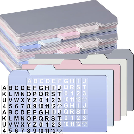 Harloon 52 Pcs Dry Erase Index Card Guide Set Include 50 Index Card Dividers 2 Number Alphabet Sticker with Tabs Photo Dividers for Office Business Back to School Supplies(5 x 8 Inch,Morandi)