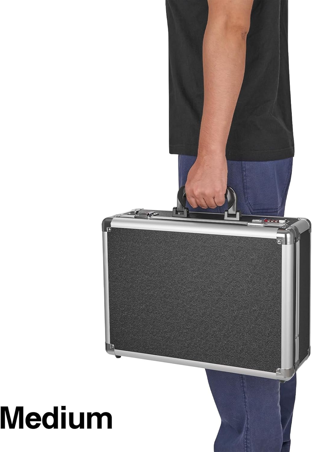 File Organizer Storage Box - 16.8 x 12.1 x 6 Inch Large, Portable Locking Storage Totes with Dual Combination Locks, Lock Boxes for Personal Items, Cash, Briefcase - Black