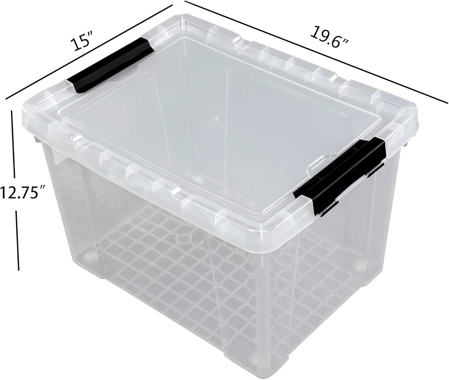 Ggbin 4 Packs 50 Quart Plastic Container Bin with Lids, Latching Storage Box with Wheels, Clear
