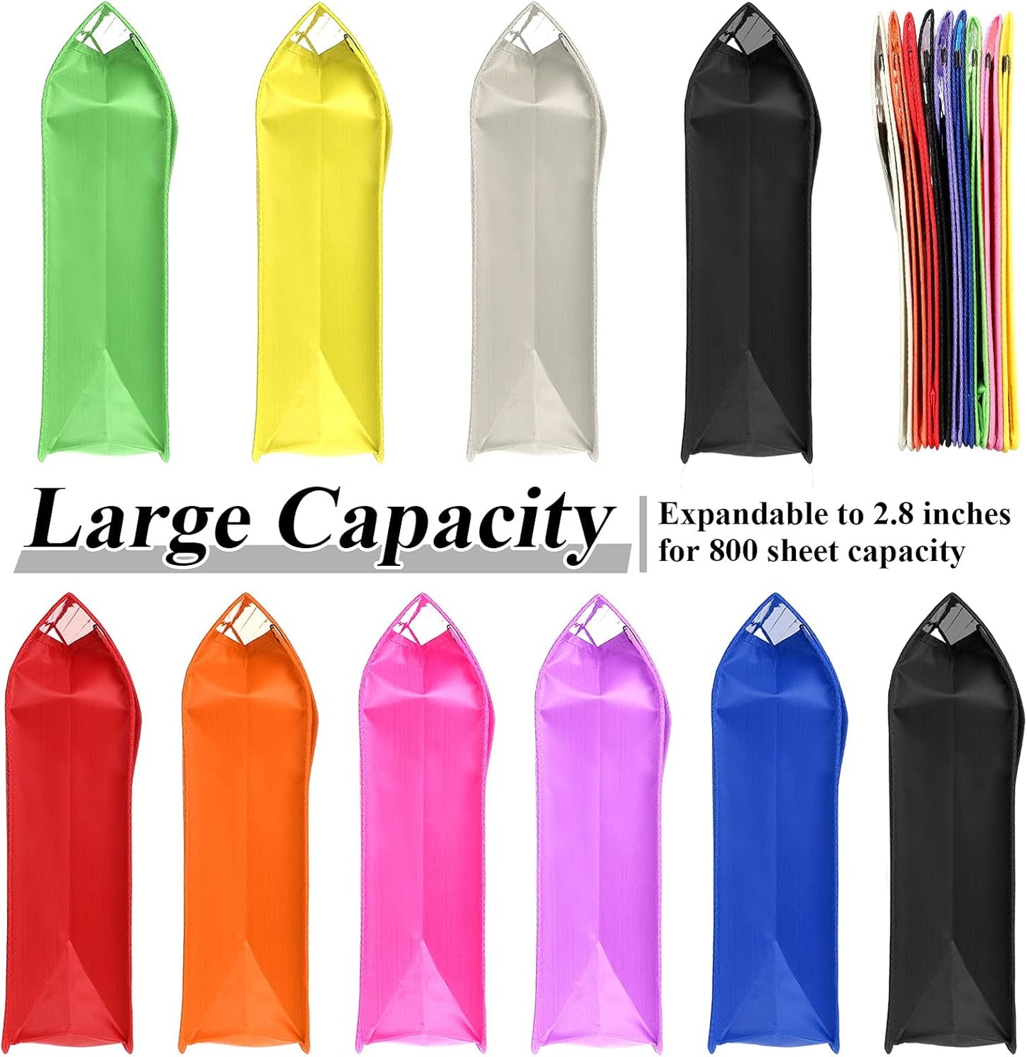 10 Pieces Plastic File Folders Envelope Expanding File Wallet Organizer Documents Folder with Snap Closure and Pocket B4 Waterproof Transparent Pouch for School Office(Multicolored,Horizontal)