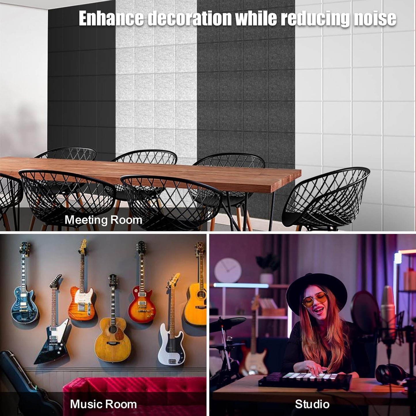 Sonicism 22 Pack Acoustic Wall Panels with Self-Adhesive, 12" X 12" X 0.4" Sound Proof Foam Panels, Decorative Soundproof Wall Panels, Sound Proof Absorbing Tiles for Home & Offices, Silver Gray