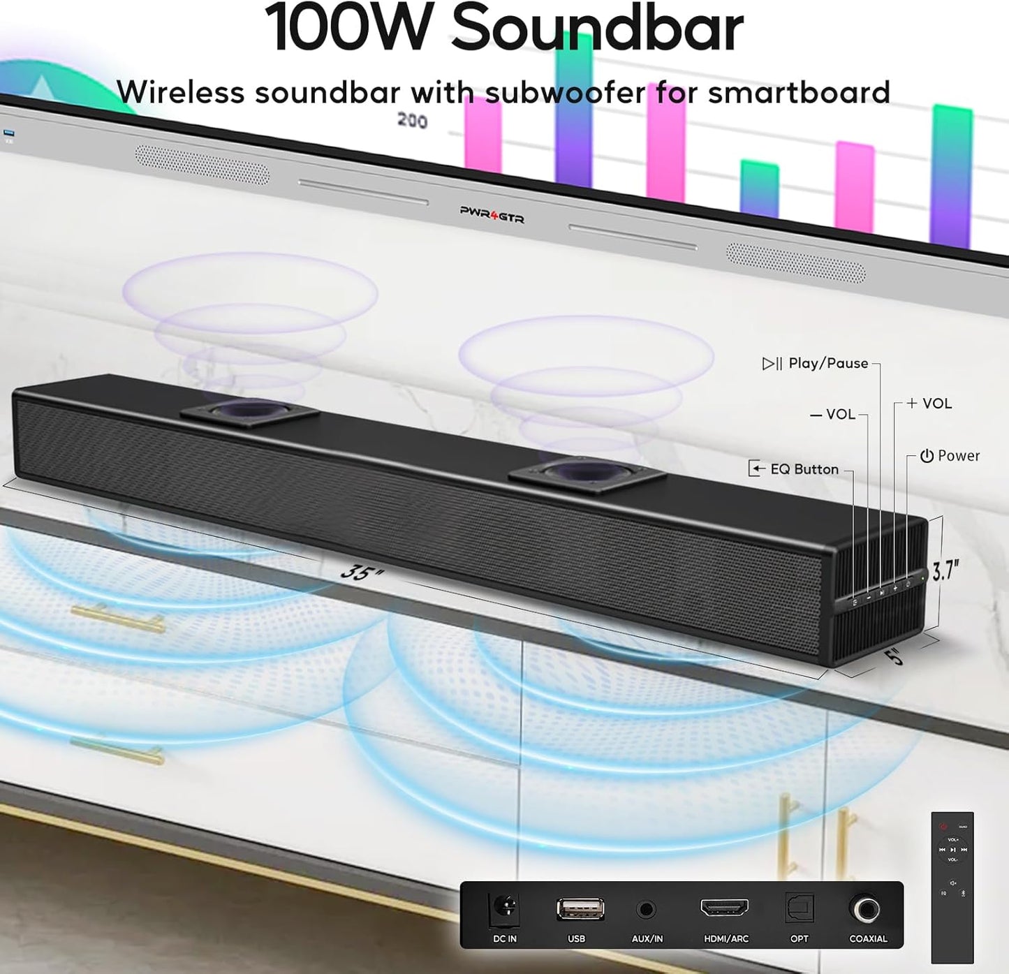 65 inch Smart Board Interactive Whiteboard with 48MP AI Tracking Camera 100W Soundbar 4K UHD All in One Smartboard for Classroom Home Office Android 14 8+128GB (Wall Mount Included)