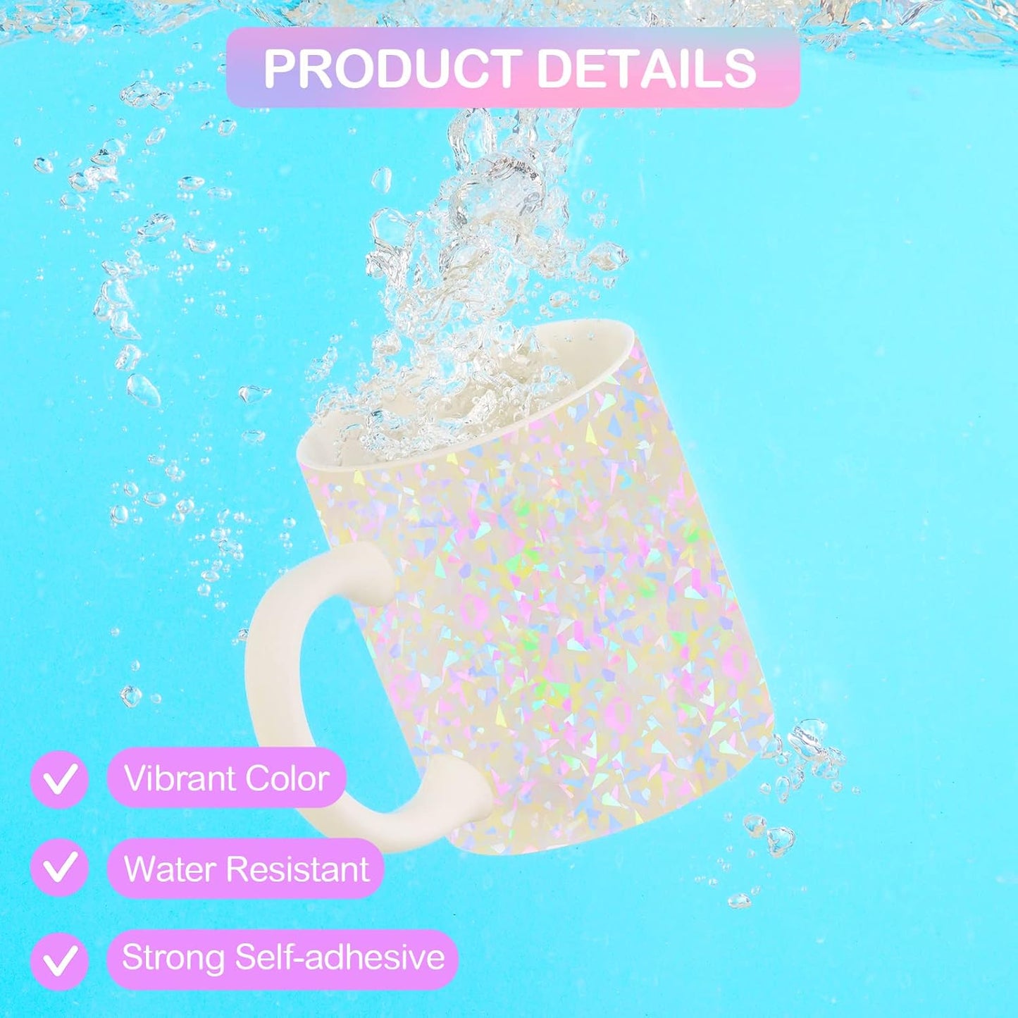 24 Sheets Holographic Laminate Sheets Clear Holographic Sticker Paper Self Adhesive Laminating Sheets Transparent Glitter Waterproof Vinyl Film for Sticker Paper, 8.5 x 11 inch Gem Patterns