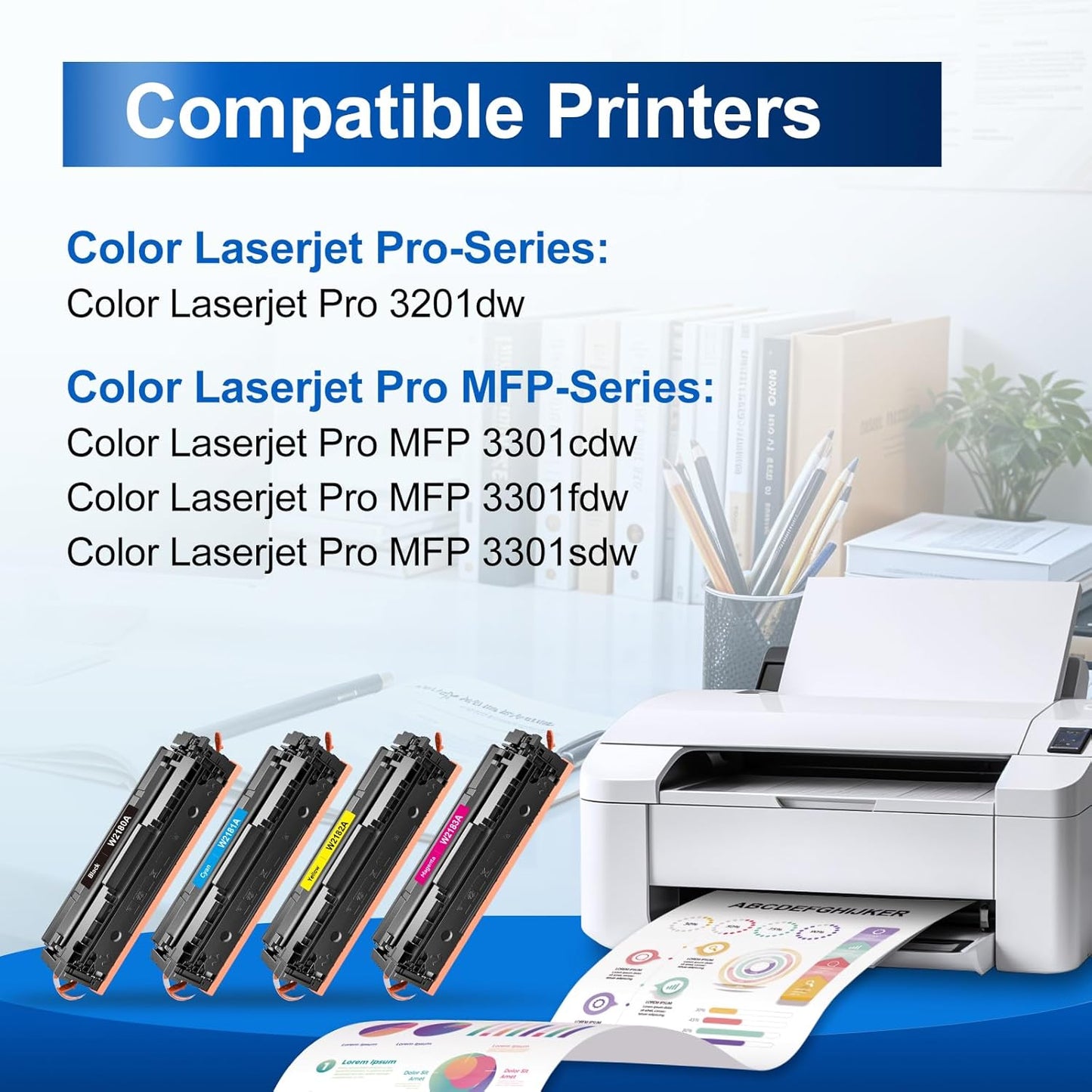 InkNI 218A Toner Cartridges 4 Pack (No Chip) Replacement for HP 218A W2180A for HP 218X for HP Color Laserjet Pro MFP 3301FDW 3201DW 3301SDW 3301CDW Printer Ink W2180X High Yield (4 Pack, B/C/Y/M)