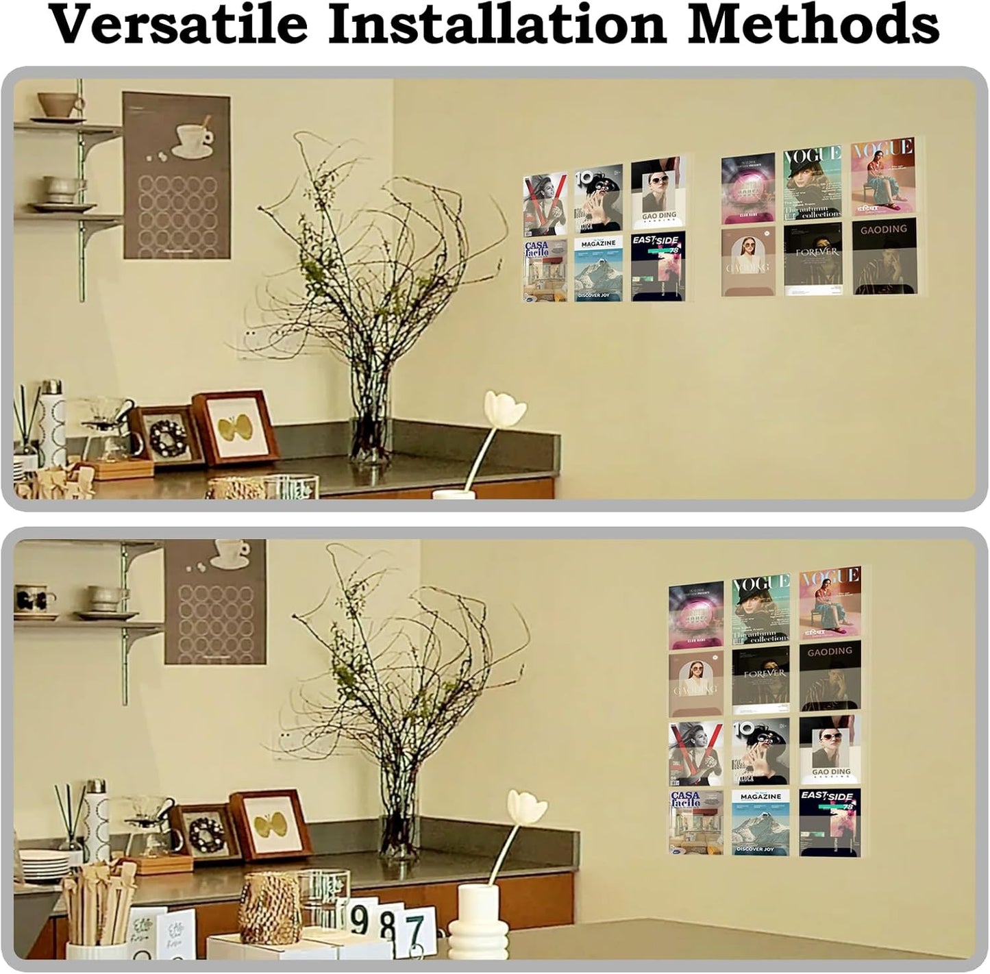 Acrylic Brochure Pamphlet Holder, 12 Magazine Holders, Clear Brochure Display Stand Wall Mount, Trifold Flyer Rack, Literature Storage Rack for Home, Offices, Waiting Room