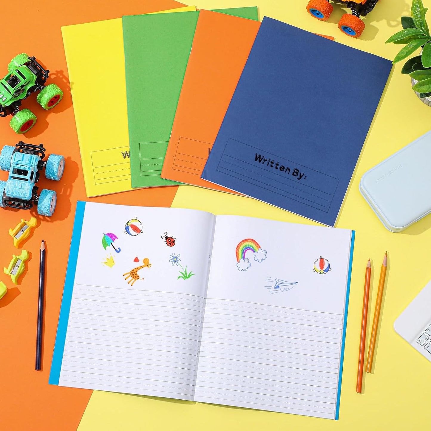 Henoyso 12 Pcs Primary Composition Notebook K-2 9 3/4 x 7 1/2 Inch Primary Journal, Back to School Supplies, Bulk Blank Writing Book for Kid to Write Draw Journal 60 Page Notebooks (Fresh Color)