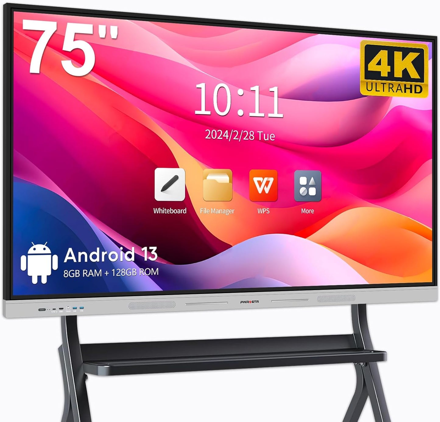 Smart Board | 75" Interactive Whiteboard | 4K UHD | Android 13 | 8+128GB | Digital Whiteboard, Electronic White Board for Classroom Home Office | Wall Mount Included