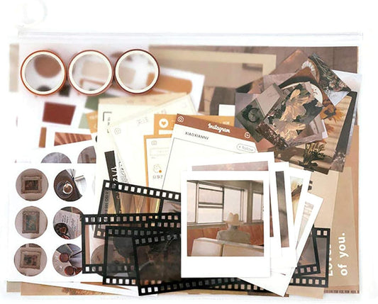 MAXLEAF 64PCS Literary Vintage Ins Style Scrapbook Bullets Journals Decoration Material Pack for DIY Scrapbook Album Decoration with Poster Tapes Stickers (Yellow)