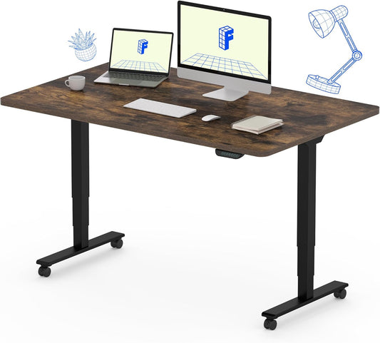 FLEXISPOT E6 MAX Dual Motor 3 Stages Standing Desk 48x30 Inch Whole-Piece Board Electric Height Adjustable Stand Up Desk 150KG Load Capacity(Black Frame + Special Walnut Desktop)