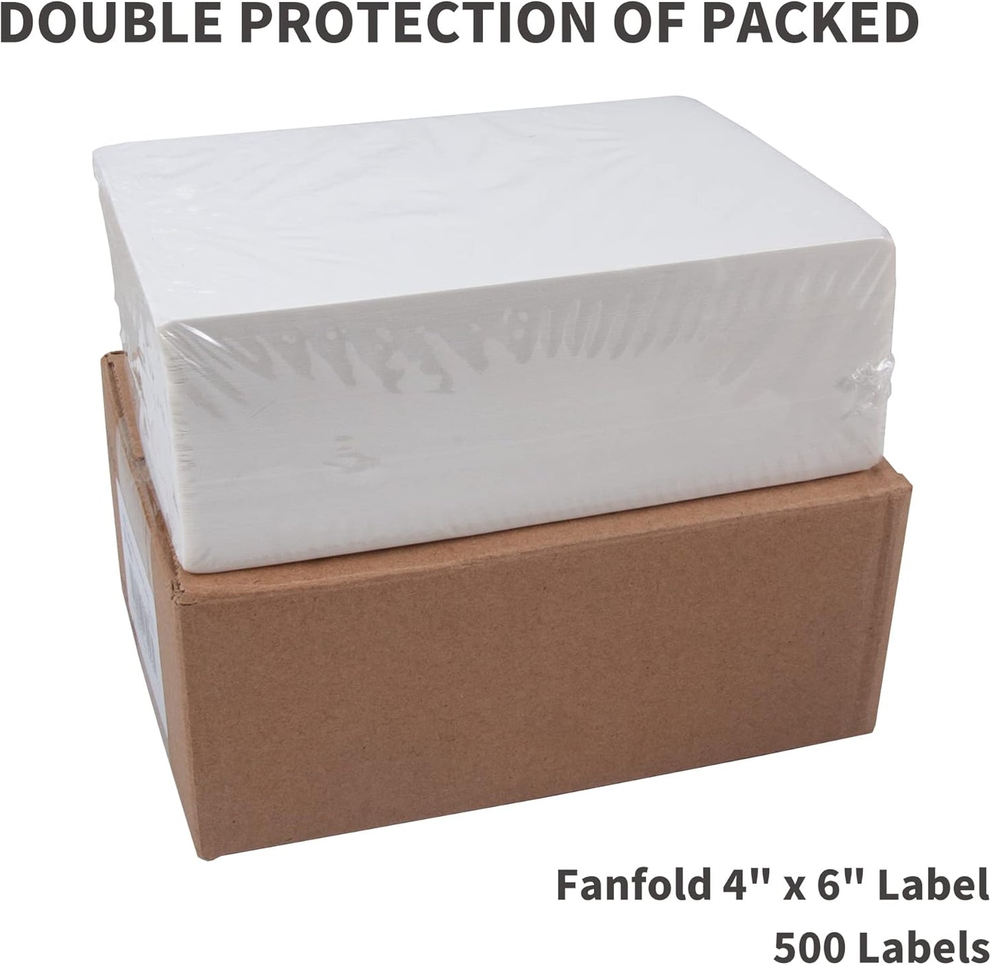 L LIKED 4x6 Direct Thermal Labels, 500pcs Perforated Fanfold, Compatible Zebra & Rollo Printers