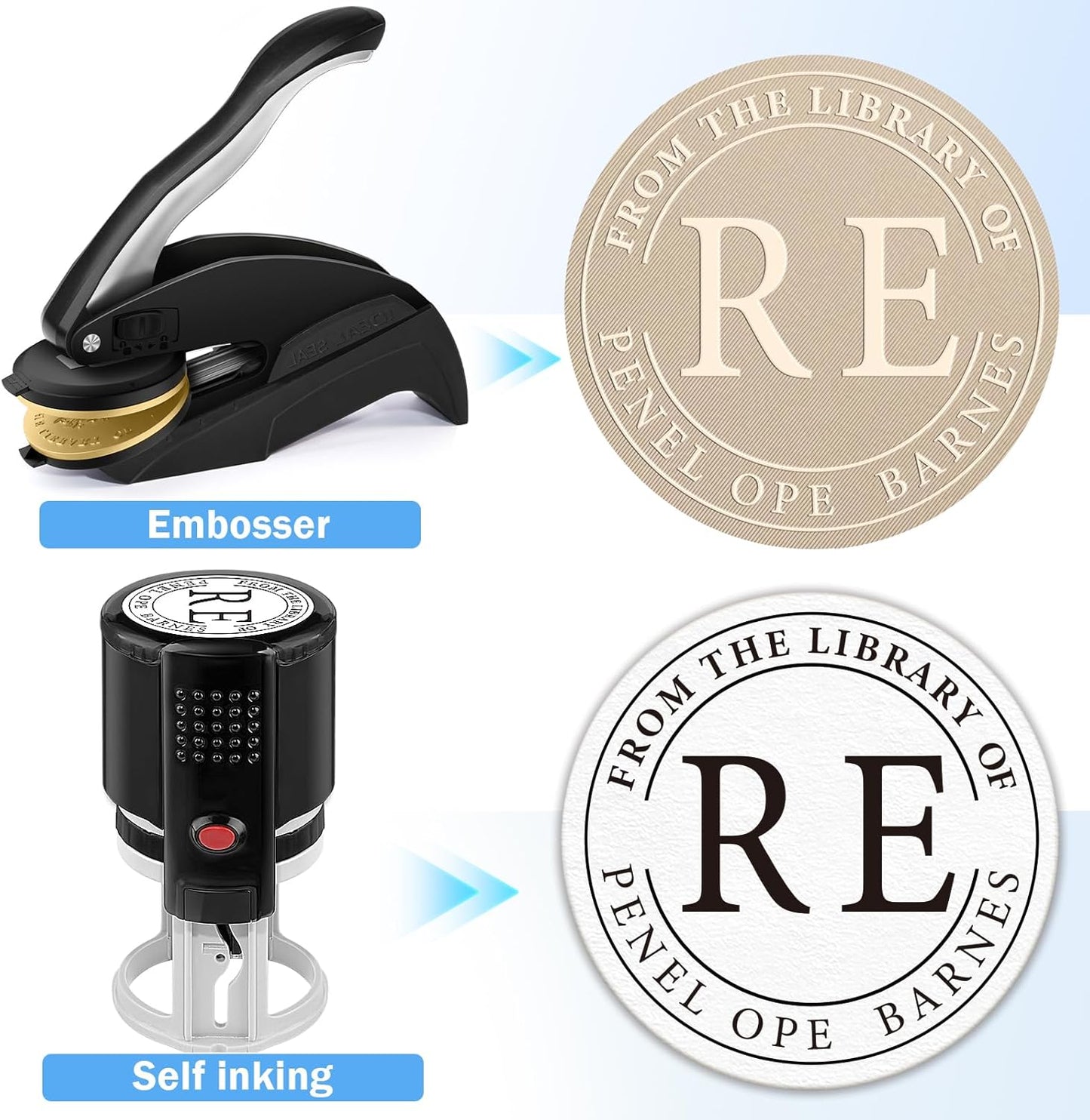 Custom Book Embosser | Personalized Library Embosser | Initials Stamp | from The Library of Self Ink Stamps (Initials 2)