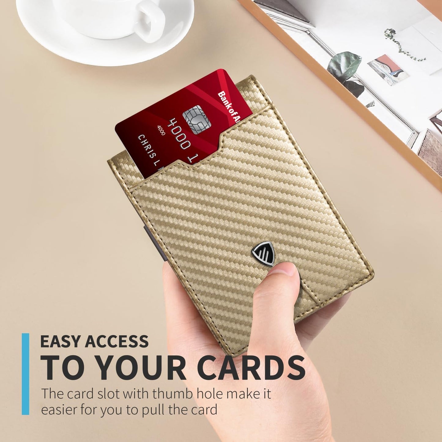 RUNBOX Mens Slim Wallet with Money Clip RFID Blocking Bifold Credit Card Holder for Men with Gift Box