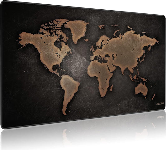 JIALONG Large Gaming Mouse Pad, XXL Desk Mousepad with Stitched Edges, Non-Slip Base Keyboard Pad for Gamer, Office & Home Retro Map