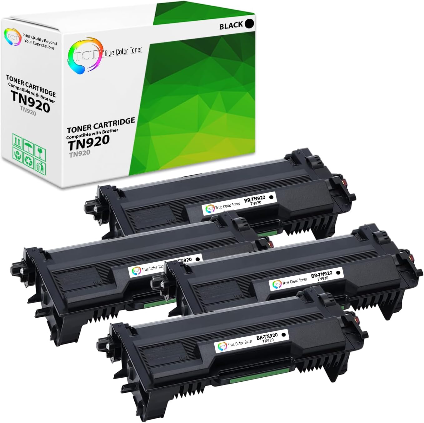 TCT TN920 Toner Cartridge 4 Pack - Compatible Replacement for Brother TN920 TN-920 Works with Brother HL-L5210DN L5210DW L5210DWT L5215DW DCP-L5510DN Printers (3,000 Pages)