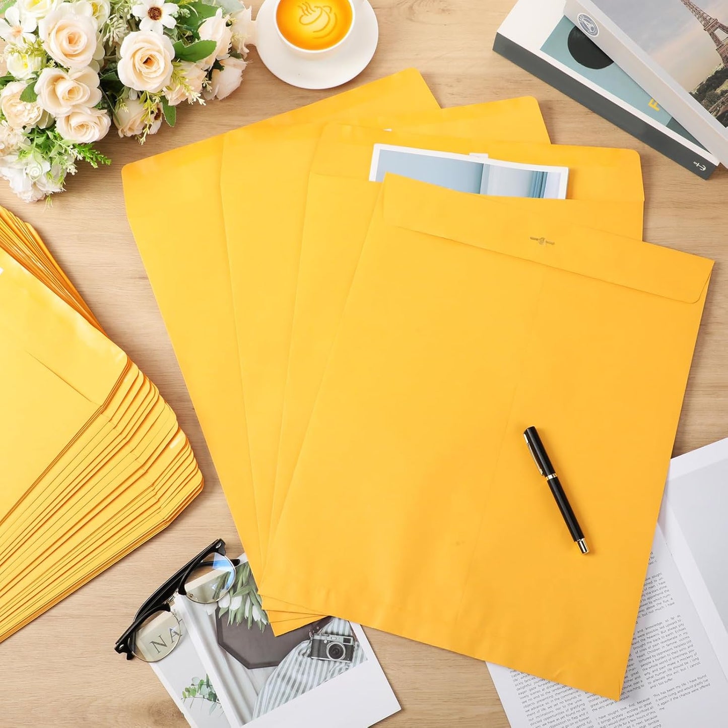50 Pcs 12 x 15 Inch Extra Large Mailing Clasp Envelopes Jumbo Kraft Catalog Manila Envelope with Clasp Closure for Oversized Big Documents Office Home Business Legal School Storing Mailing