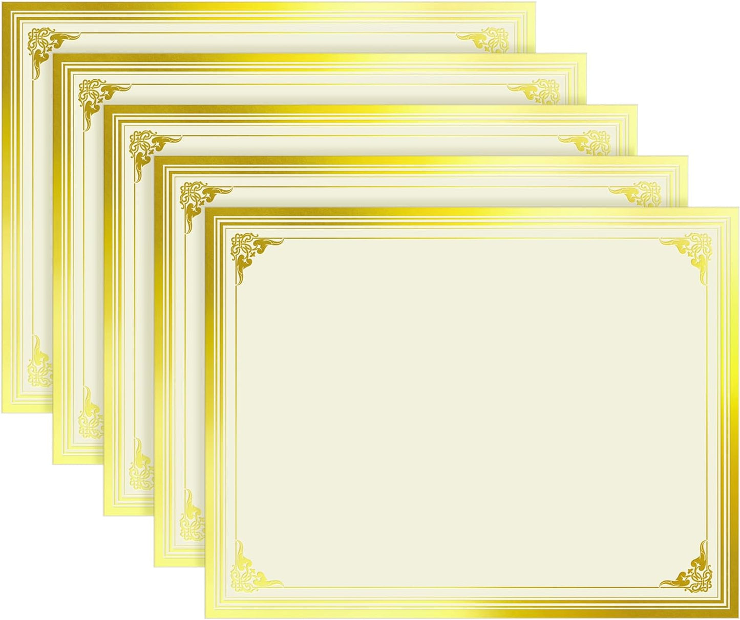 SUNEE 50 Sheets Certificate Papers - Blank Gold Foil Border, Letter Size 8.5x11 for Diploma, Certificates, Participation Awards, Document Cardstock Paper and Inkjet Printer Friendly