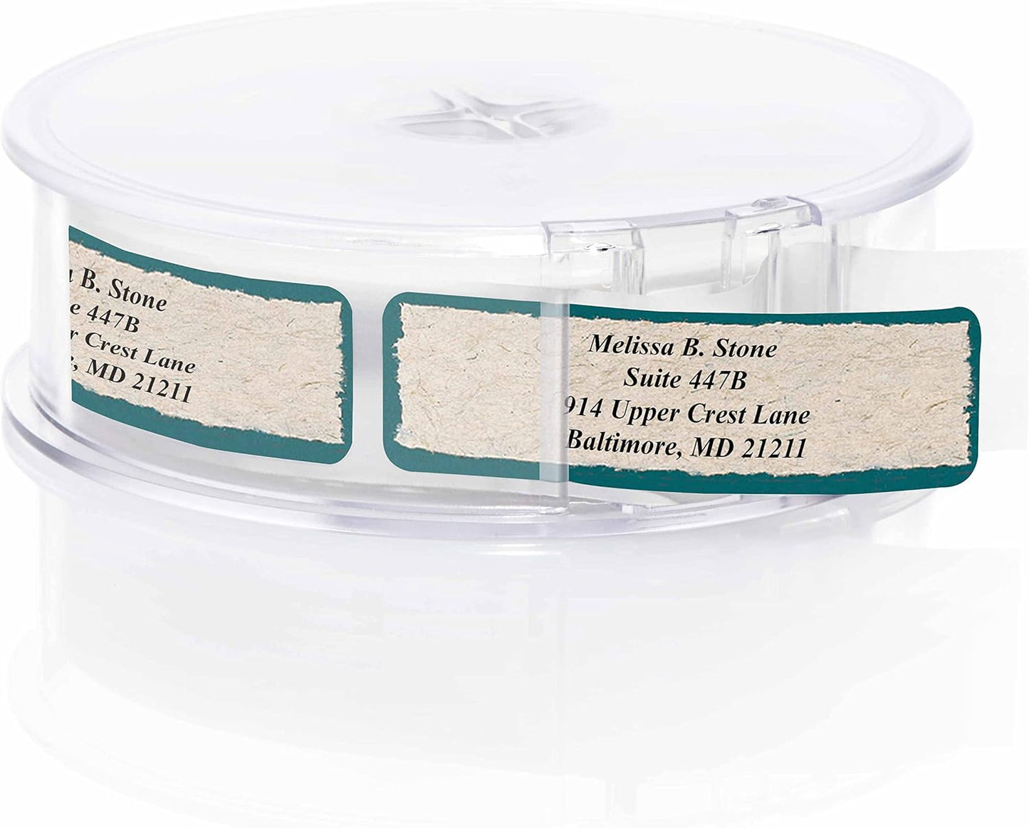 Natural Kraft Parchment Rolled Address Labels with Elegant Plastic Dispenser