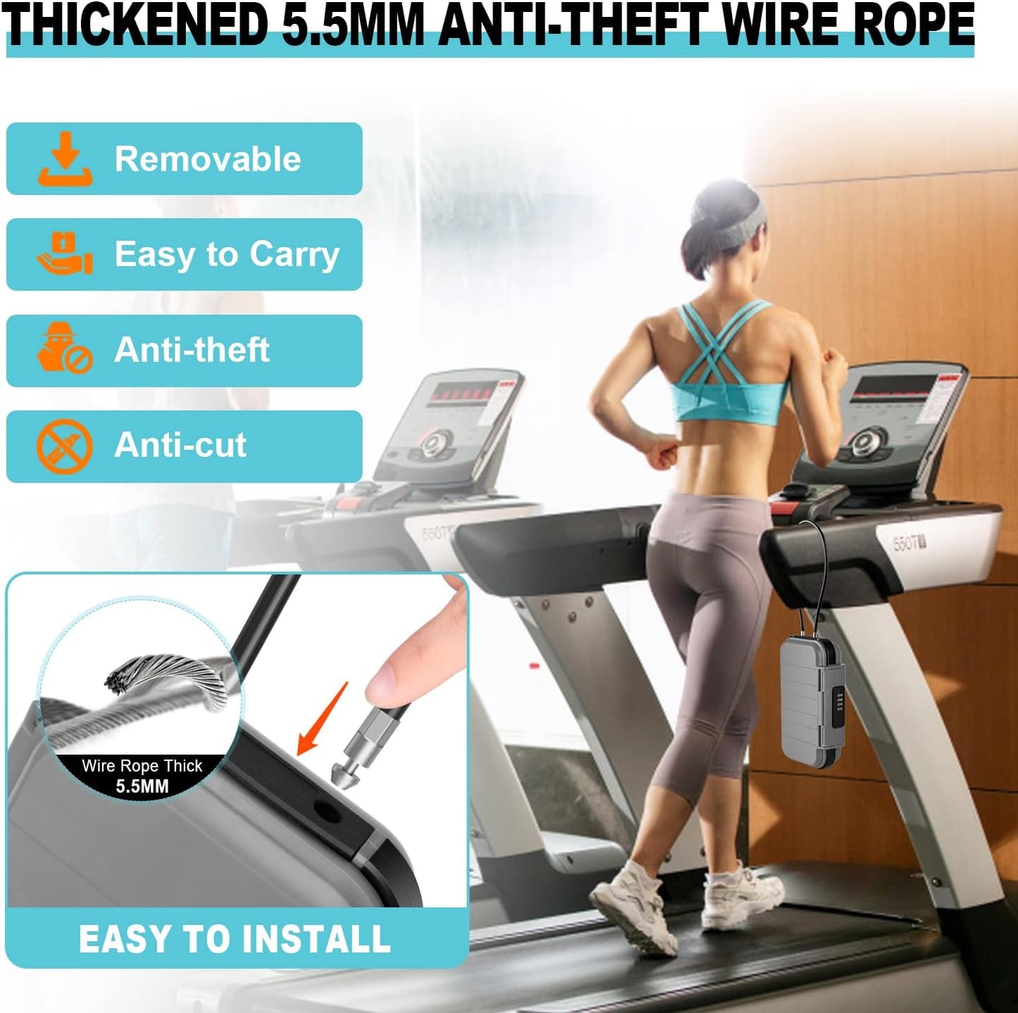 BKNOOU Portable Safe with Removable Chain, Anti-Theft Beach & Travel Safe Box, Waterproof Combination Lock Box for Dorm, Hotel, Car, Home, Office