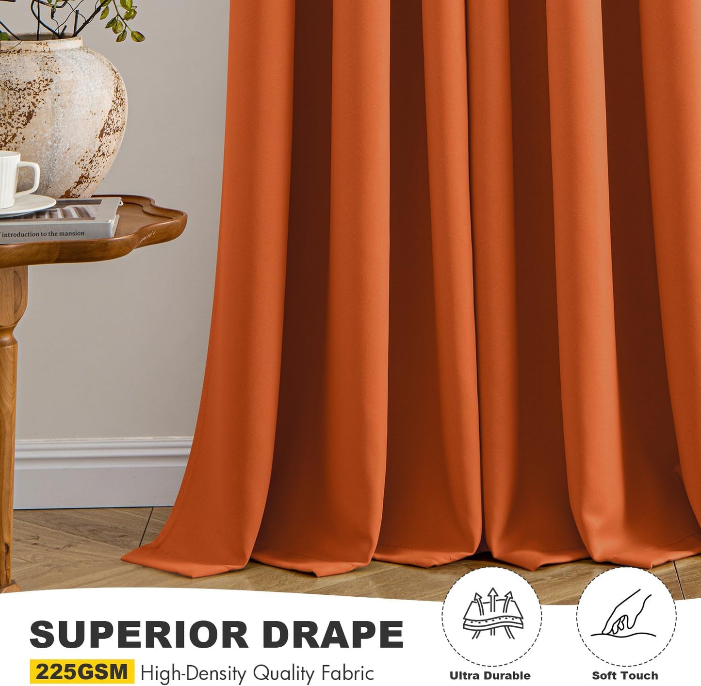 MIULEE Short Fall Curtains for Windows - Orange Blackout Half Window Curtains Thermal Insulated Privacy Drapes for Kitchen Bedroom Bathroom Grommet Top Small Basement Tiers W40 x L36 Inch 2 Panels