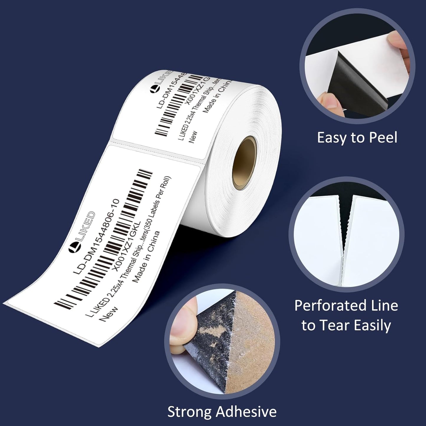 L LIKED 2.25" x 4" Direct Thermal Label, Permanent Adhesive Shipping Postage Labels & Compatible with Rollo, Zebra and Other Desktop Printers (12 Roll, 4200 Labels)