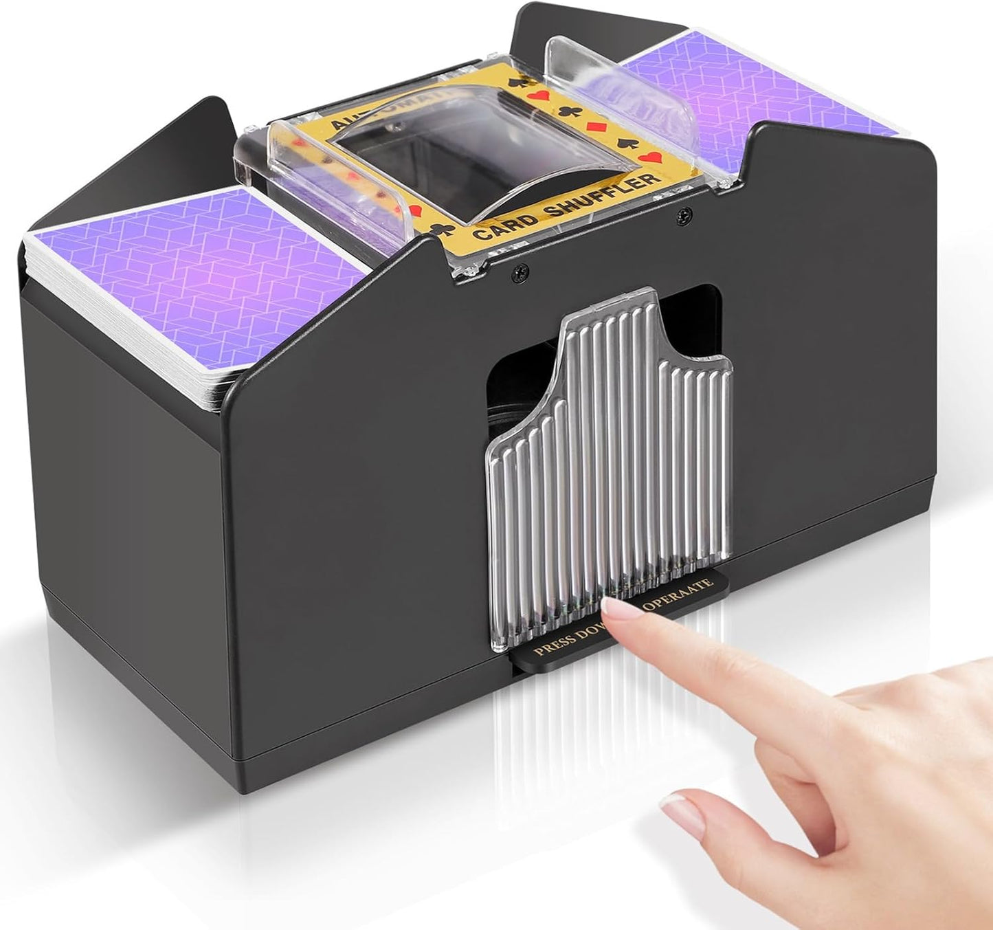 Automatic Card Shuffler 2/1/4/6 Deck,Battery-Operated Electric UNO Poker Shuffler,Playing Card Shuffler for Home Card Game,Travel