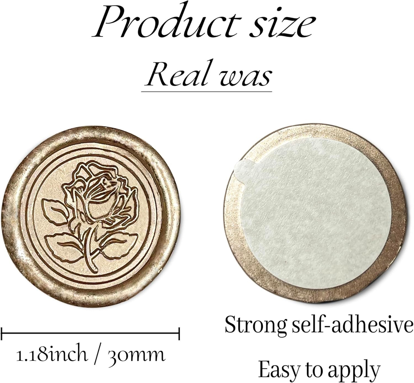 100Pcs Wax Seal Stickers Handmade Envelope Seals Self Adhesive Wax Stickers for Wedding Party Invitations, Envelope, Gift Wrap, Christmas(Rose Style, Champagne Gold)