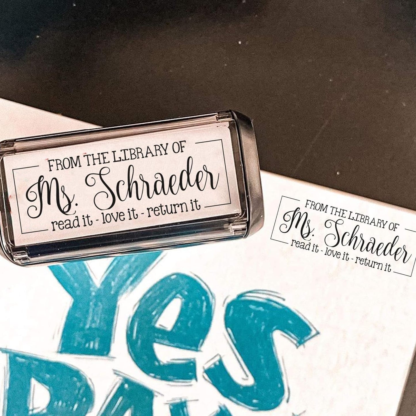 Custom Self-Inking Stamps | 49 Designs | Fun Phrases | Grading Made Easy | Xtra Wide Classroom & Library Book Stamps (from The Library of - Read, Love, Return)