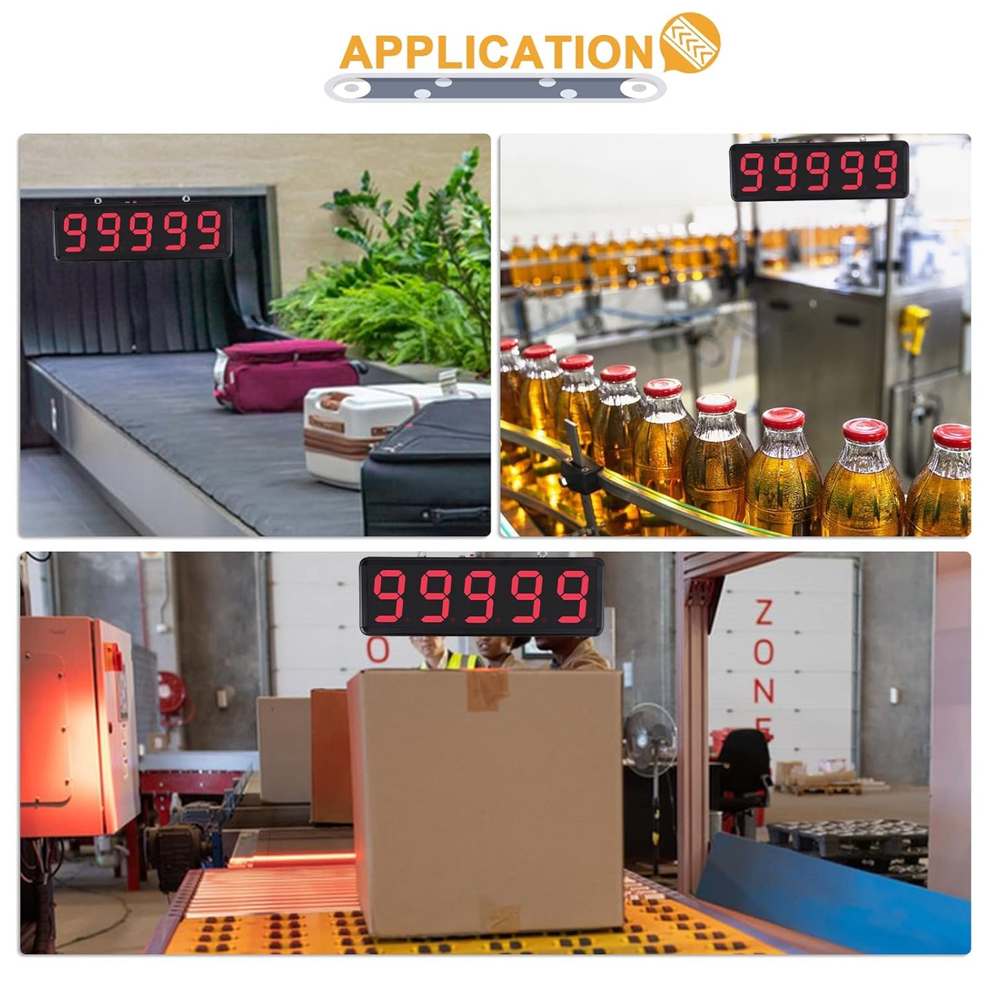 Led Digital Counter Count Up to 99999 with Infrared Sensor Conveyor Counter People Visitor Counter 4in Red Number Display Counter for Factory Production Line 110-220V