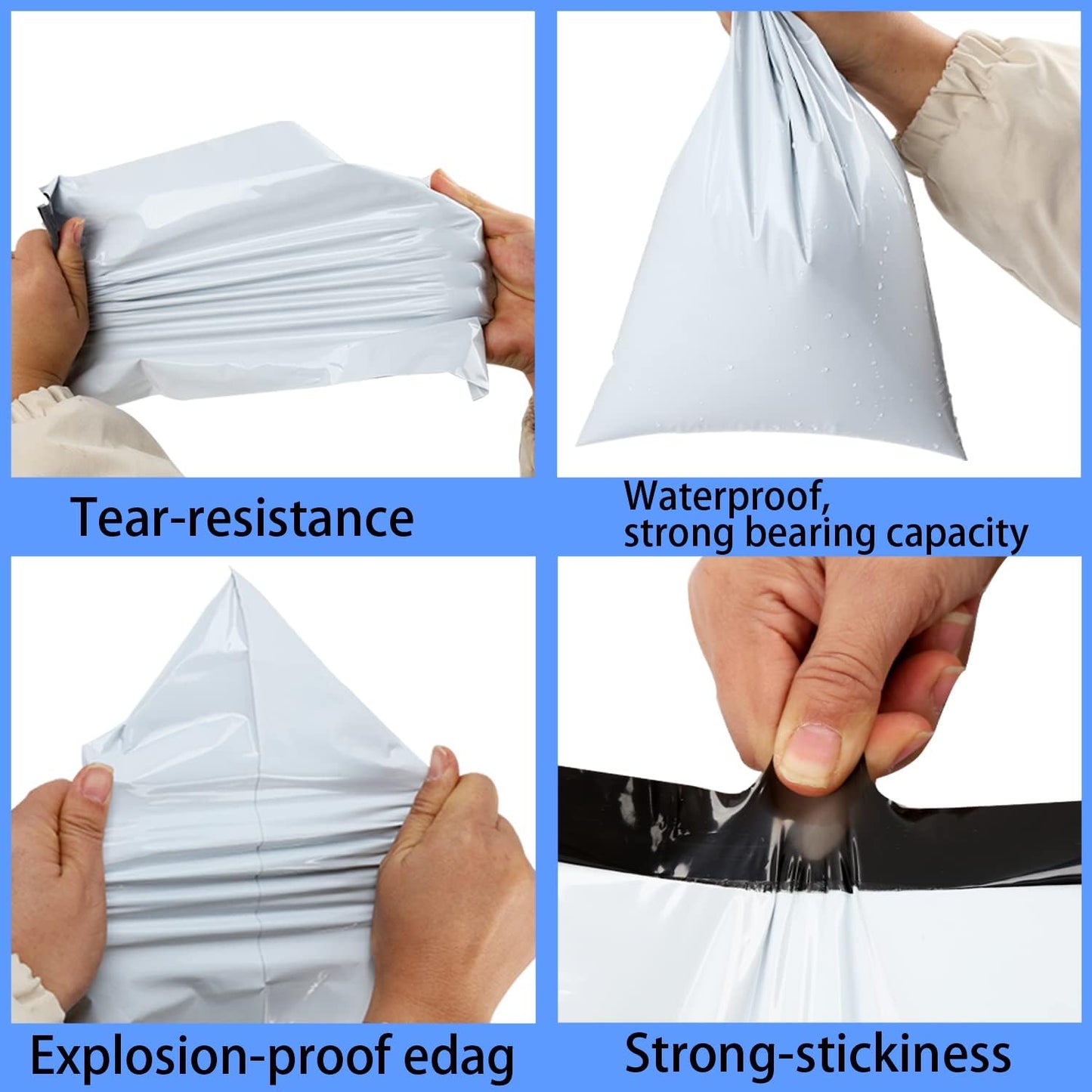 newlng Poly Mailers Shipping Bags Mailing bags 50pcs 4 Assorted Sizes White Shipping Envelopes Self-sealing Adhesive Waterproof and Tear-Proof Packaging Bags Shipping Bags for Clothing Books Gift