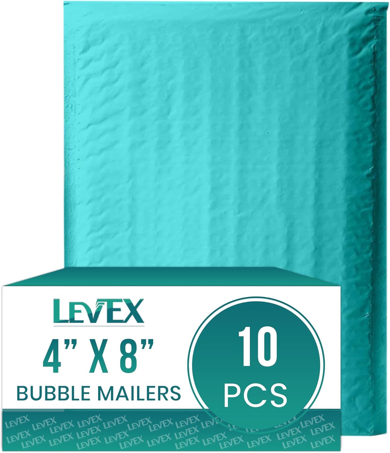 Levex - #000 4" x 8" [10 Pack] Teal Poly Bubble Mailers, Padded Envelope Mailers, Packing Envelope & Mailing Bags for Shipping