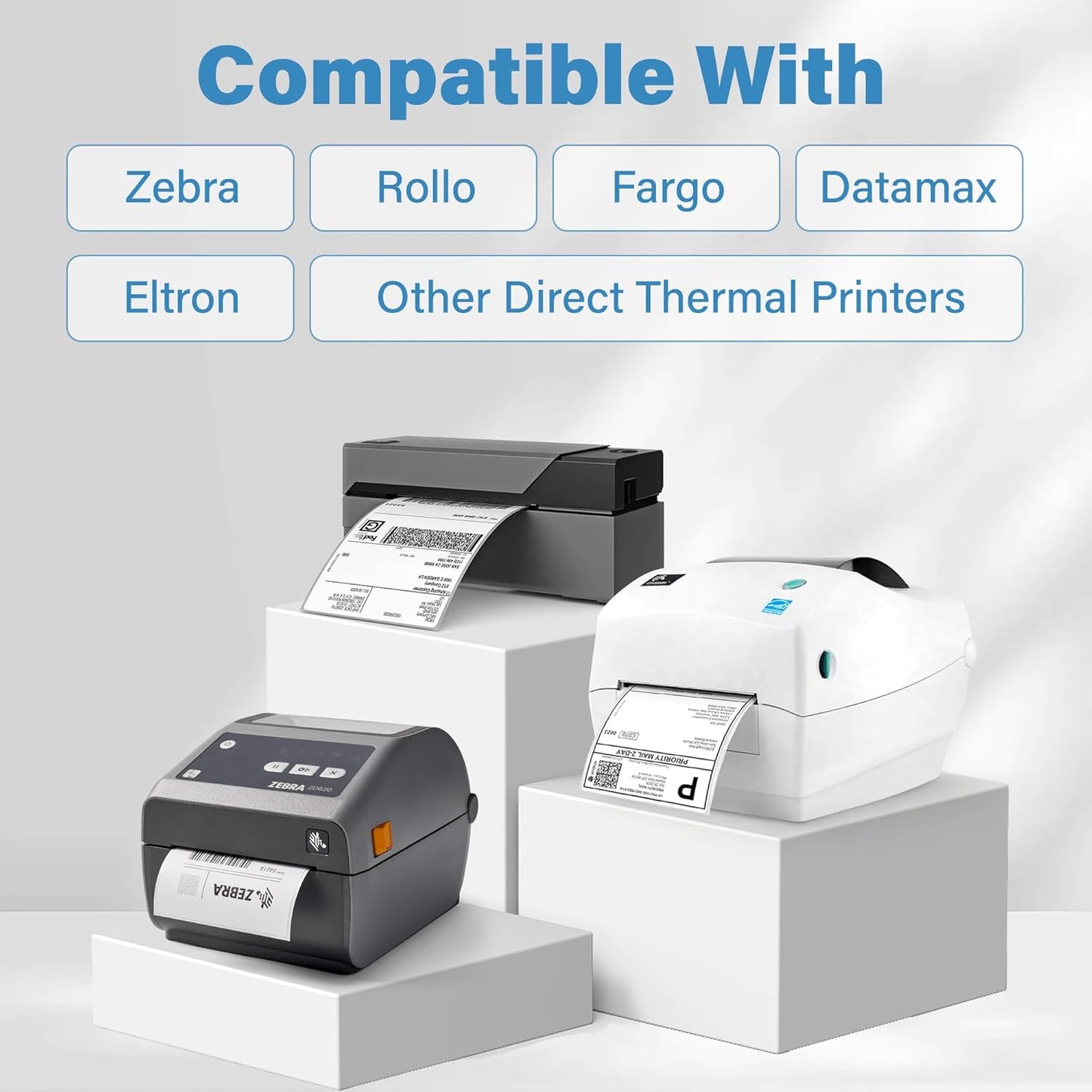 LotFancy 4x6 Thermal Labels, 2000 Shipping Labels, Perforated, White Postage Mailing Labels Compatible with Zebra, Rollo, Elton Thermal Printer, Permanent Adhesive