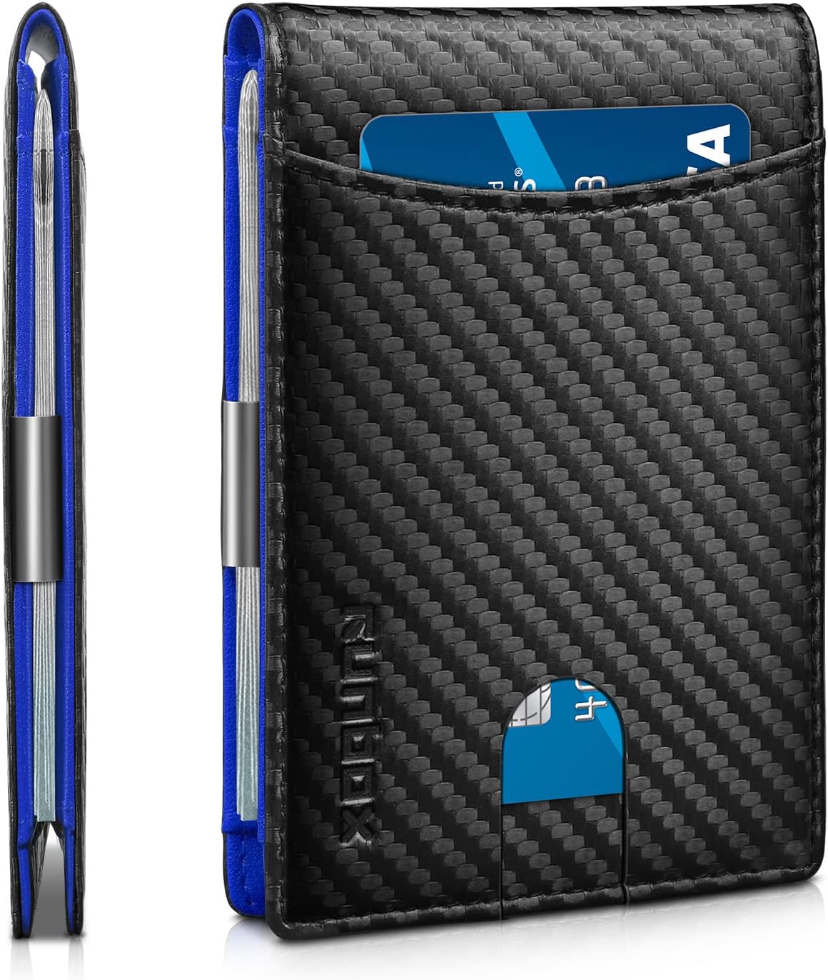 RUNBOX Money Clip Slim Wallets for Men RFID Blocking 11 Card Holder Minimalist Small Leather Bifold Men's Front Pocket Wallet Gift Box