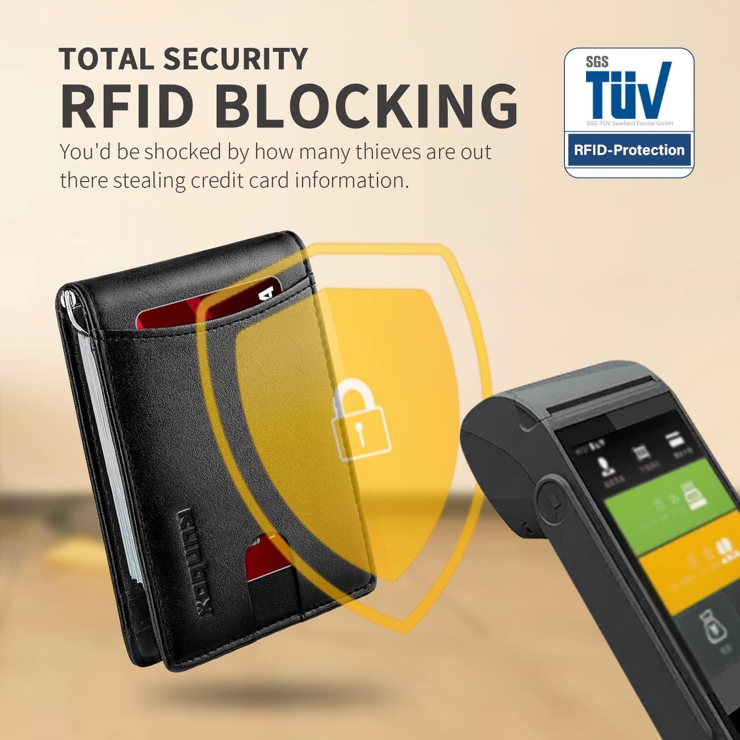 Slim Money Clip Wallets for Men RFID Blocking 11 Card Holder Minimalist Small Thin Carbon Leather Bifold Mens Front Pocket Wallet Gift Box