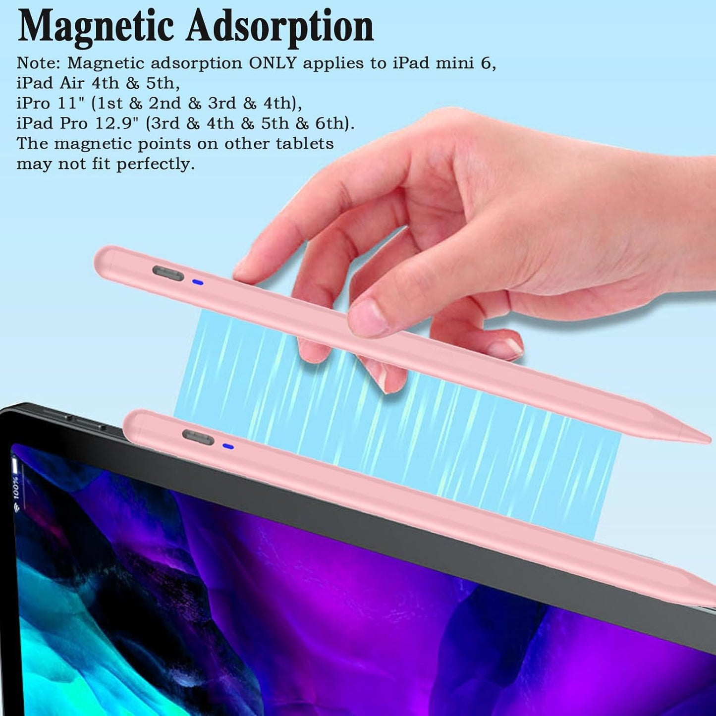 Universal Magnetic Stylus Pen for iOS/Android,Rechargeable Touch Screen Pen for Drawing & Writing Tablet Stylus with POM Tip for iPhone/Samsung/XiaoMi/Huawei/Vivo/Lenovo and Other Android device -Pink