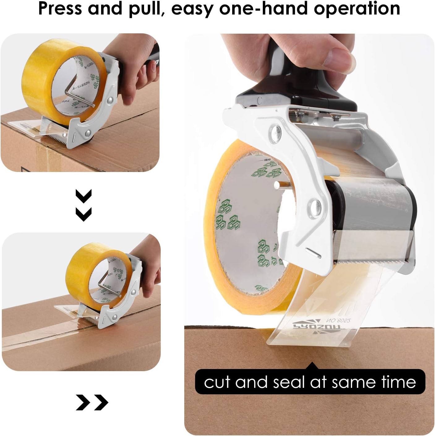 Fast Reload 2 Inch Tape Gun Dispenser Packing Packaging Sealing Cutter TG01 (TG01-WHT)