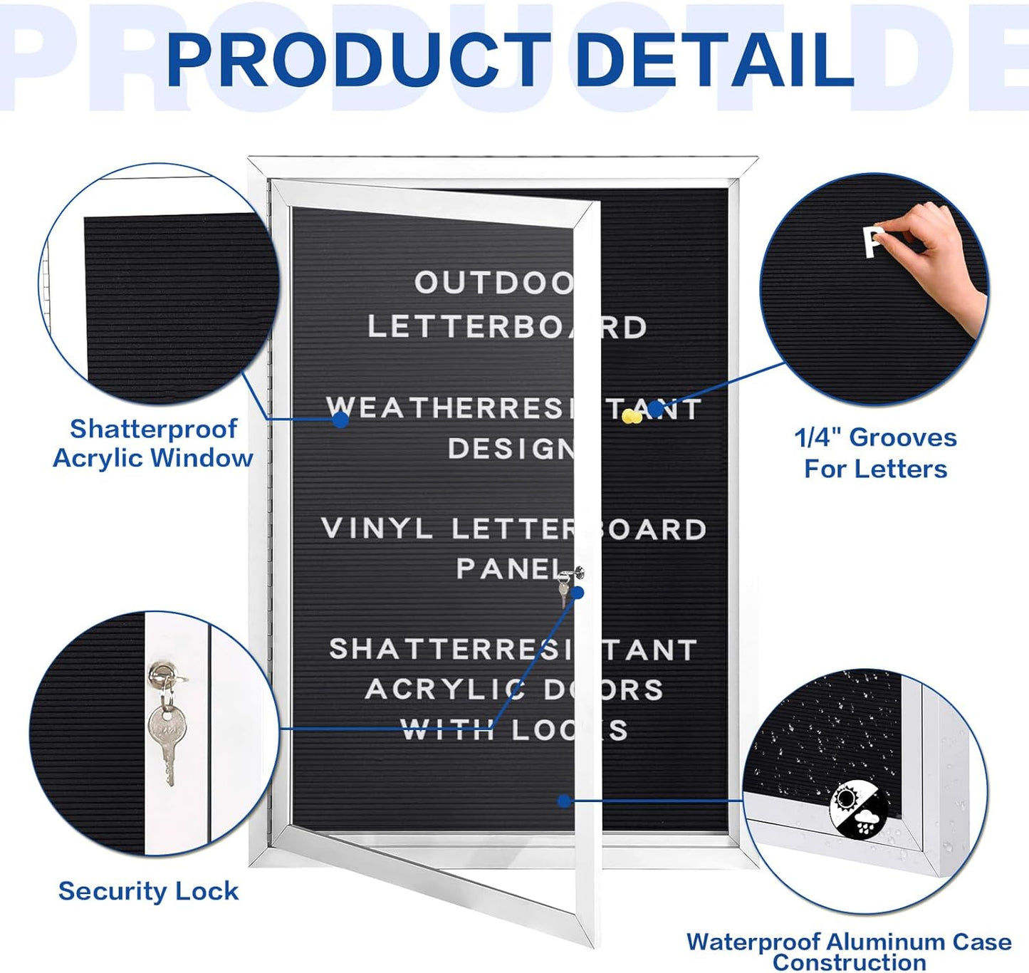 SWANCROWN Outdoor Lockable Letter Bulletin Board Shatter Resistant Display Cases Wall Mount Message Board with Swing Door,36x24 inches