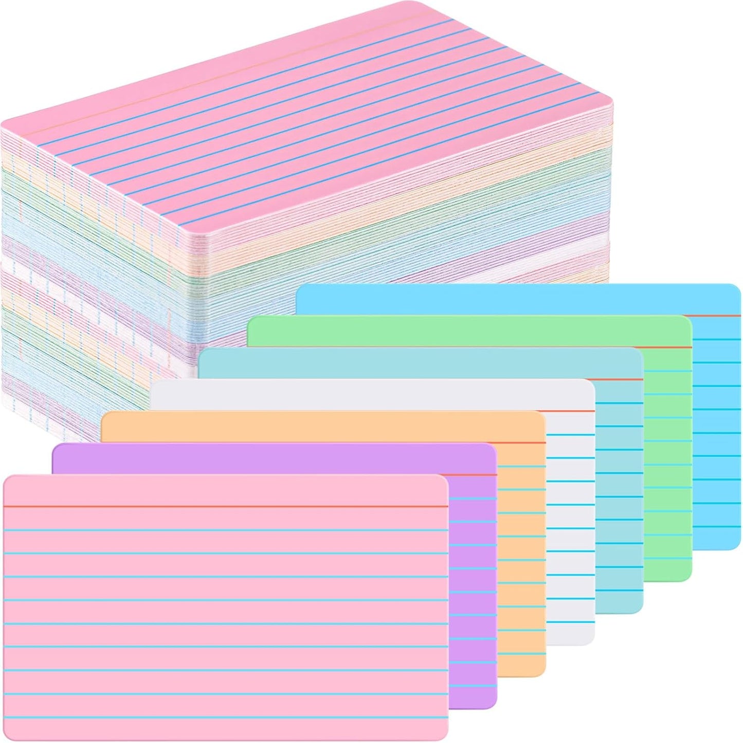 Harloon 100 Pcs Dry Erase Index Cards 3 x 5 Inch Laminated Reusable Dry Erase Note Cards Sheets for Office to Do List (Ruled Candy Color)