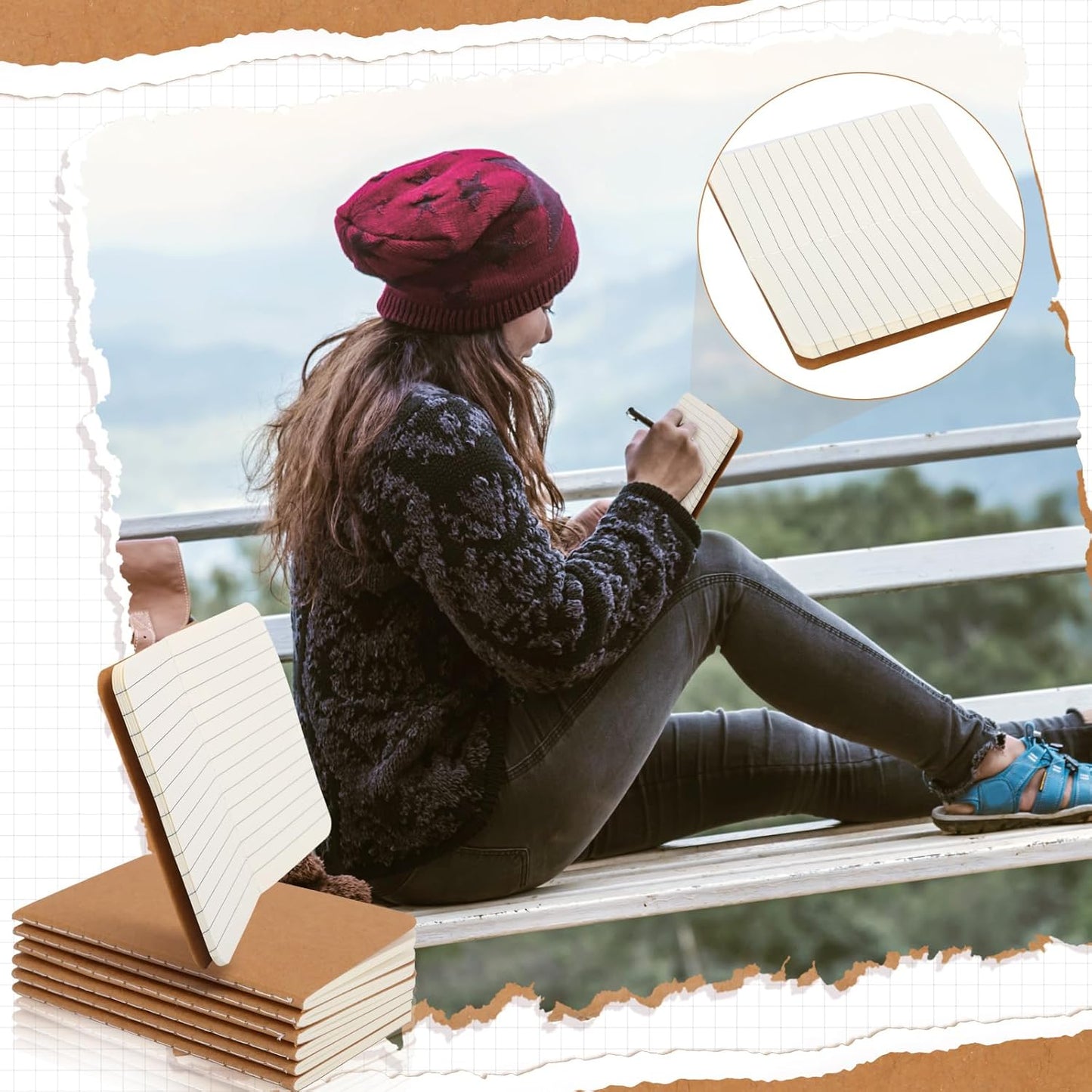 Harloon 100 Pcs Mini Notebooks Bulk Small Pocket Notepads Blank Lined Wallet Memos Journals for Students Employee Traveler Classroom Office Supplies, 4 x 2.5 Inches(Brown)