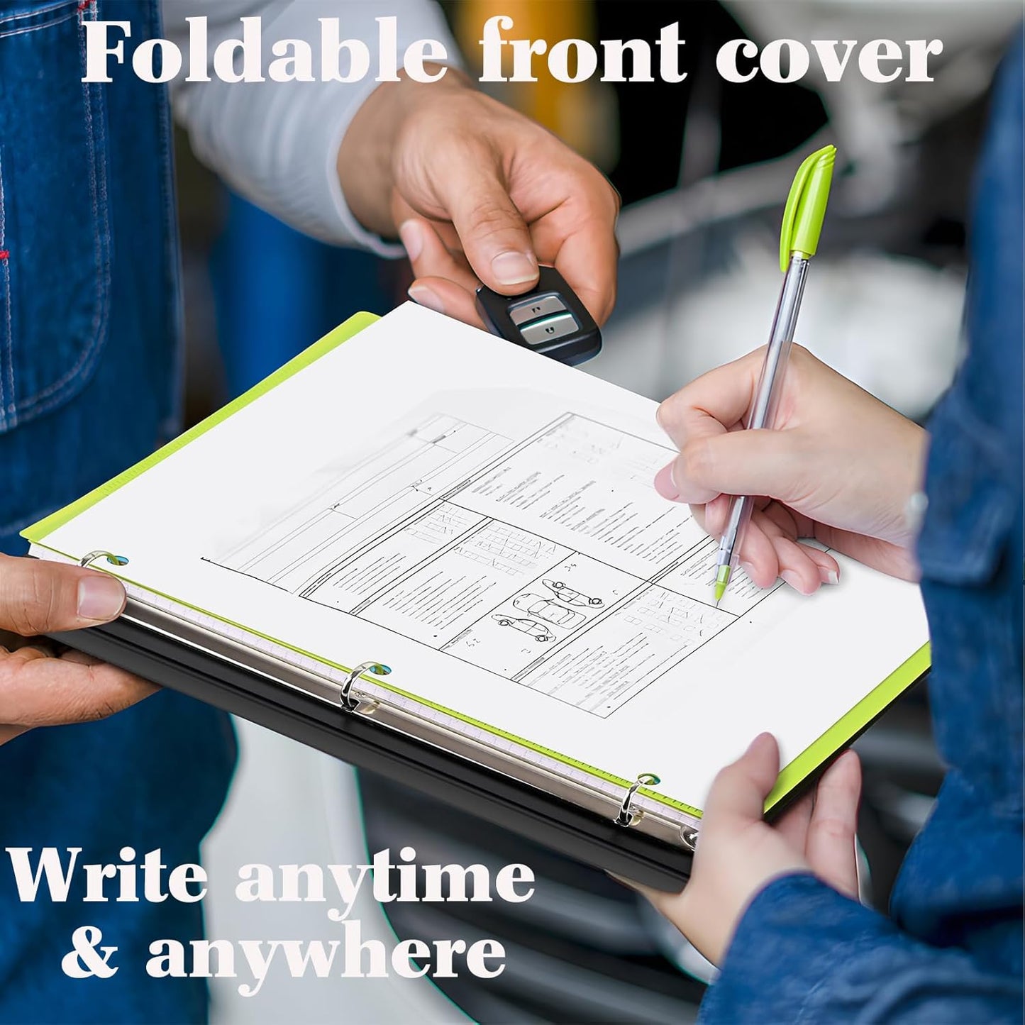 INFUN 1 Inch Telescoping 3 Ring Binder - 1PCS-White，Flexible Binders with Customizable Front Cover and Clear Catalog Pocket, 1Inch Rings, 225 Sheet Capacity