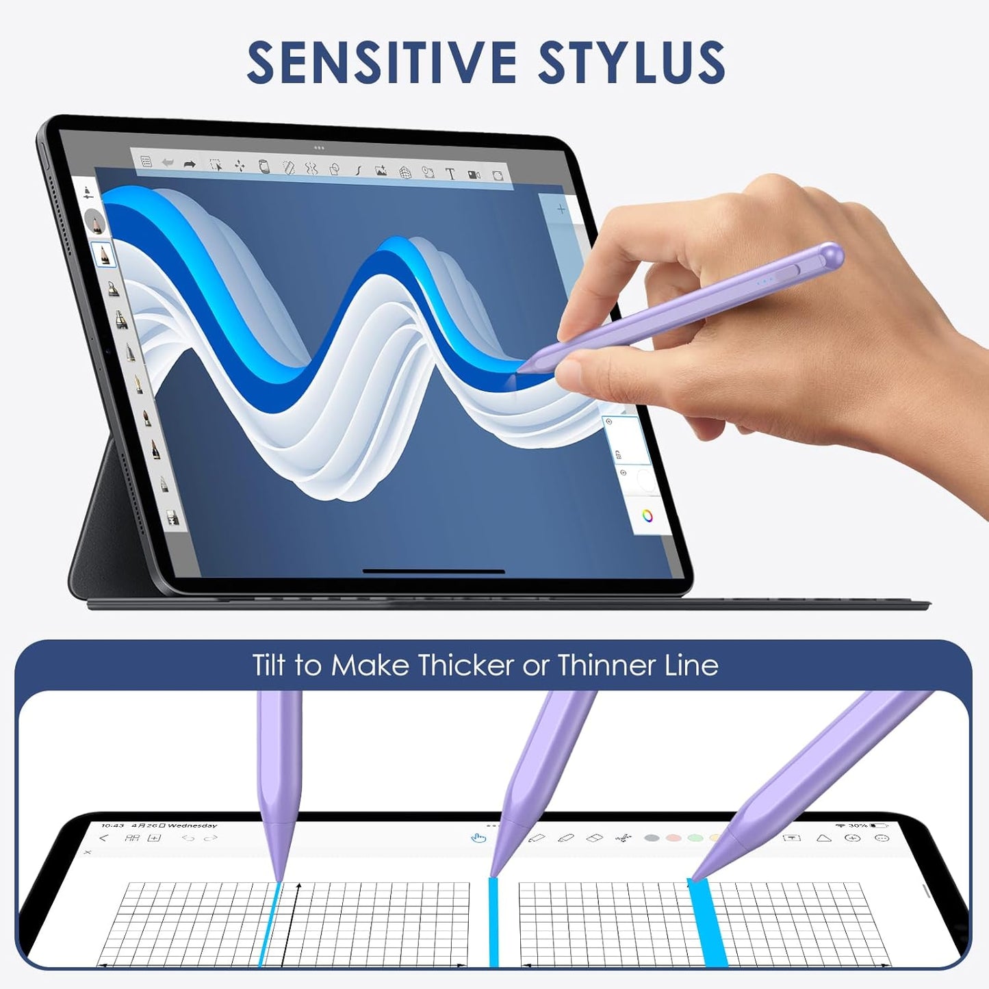 Stylus Pen for iPad 2018-2025, 2X Fast Charge iPad Pencil 2nd Generation Compatible with Apple iPad Pro M4/ 12.9"(6/5/4/3)/ 11"(4/3/2/1), Mini 6/5, Air (M2/5/4/3), (10/9/8/7/6)