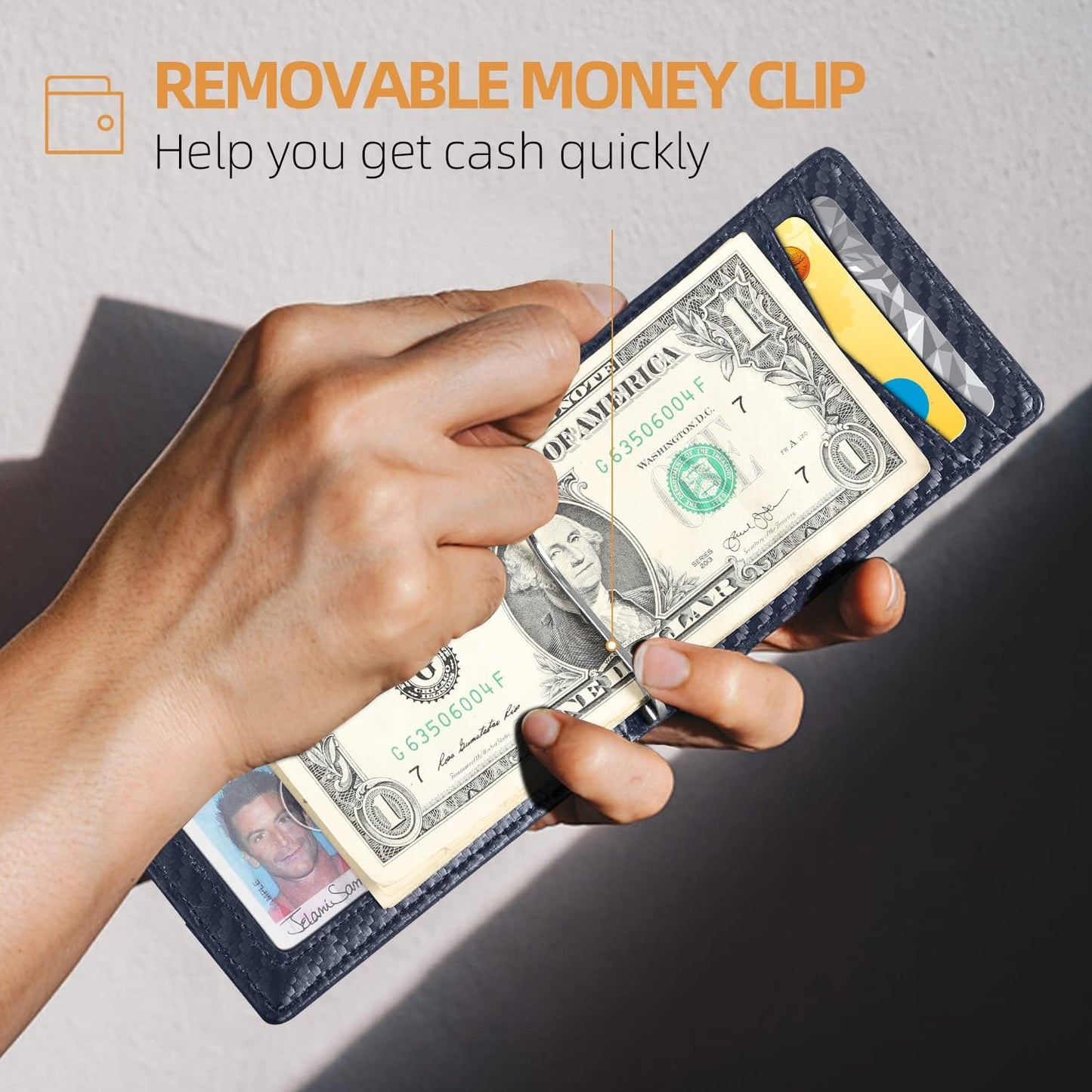 Slim Wallet for Men Genuine Leather RFID Blocking Bifold Minimalist Front Pocket Mens Wallet with Money Clip Thin Gift Box