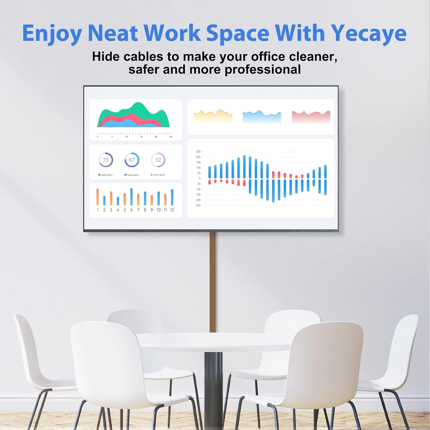 Yecaye 125in Brown Cord Hider, One-Cord Channel Cord Cover on Wall, Cable Management Kit, Wire Covers for Cords, Cable Raceway,W0.59in H0.4in, Brown