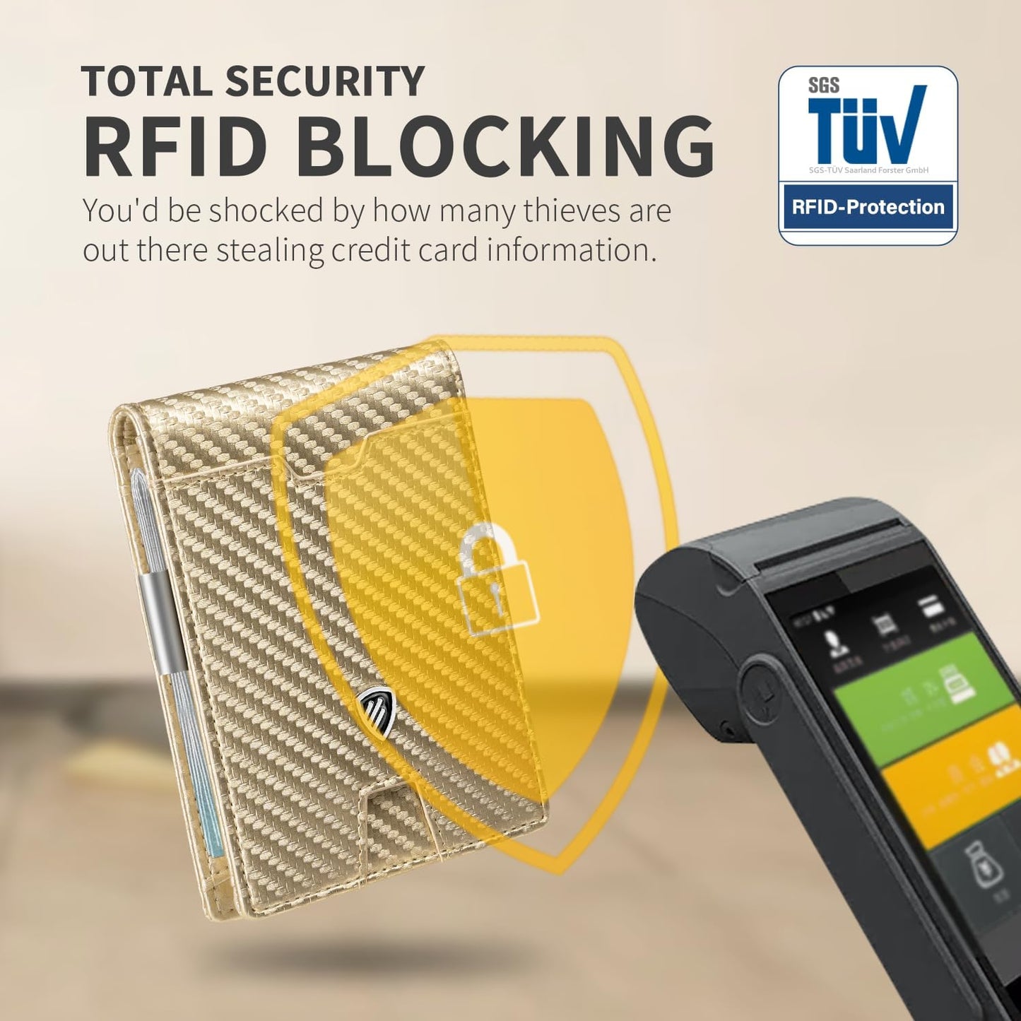 RUNBOX Mens Slim Wallet with Money Clip RFID Blocking Bifold Credit Card Holder for Men with Gift Box