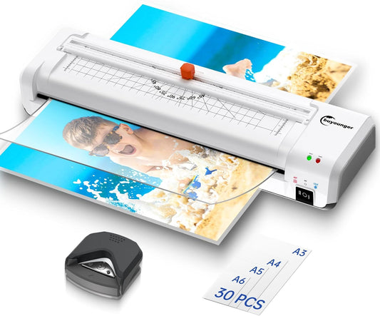Laminator Machine, A3 Laminator Machine with 30 Laminating Sheets, 13 Inch Laminating Machine with Built-in Paper Cutter & Corner Rounder, Thermal and Cold 11X17 for Home School Office