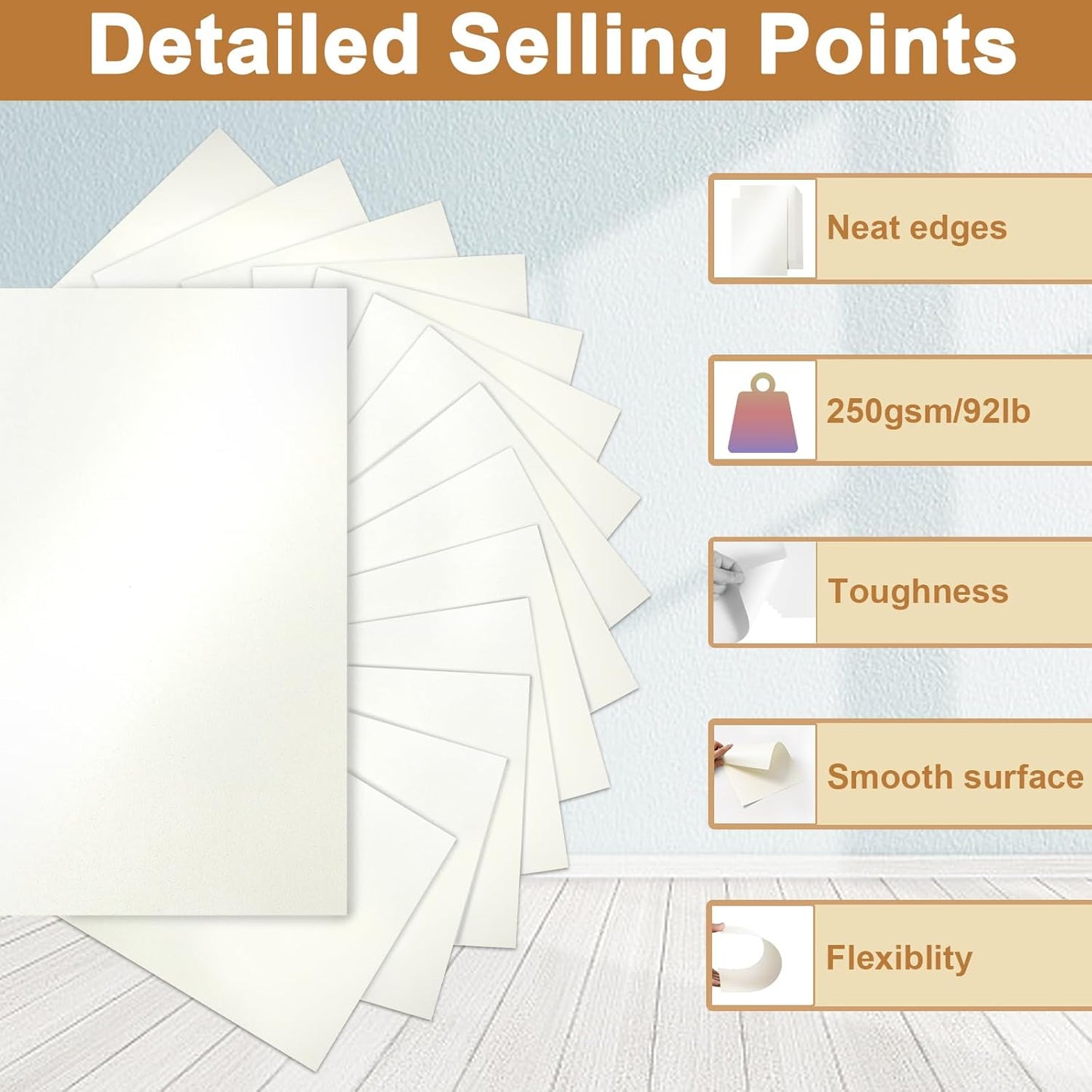 120 Sheets Cream Shimmer Cardstock 8.5 x 11 Off White Paper, 250gsm/92lb Premium Glossy Paper Card Stock for DIY Cards Making, Wedding Invitations, Anniversaries, Business Cards, Menus