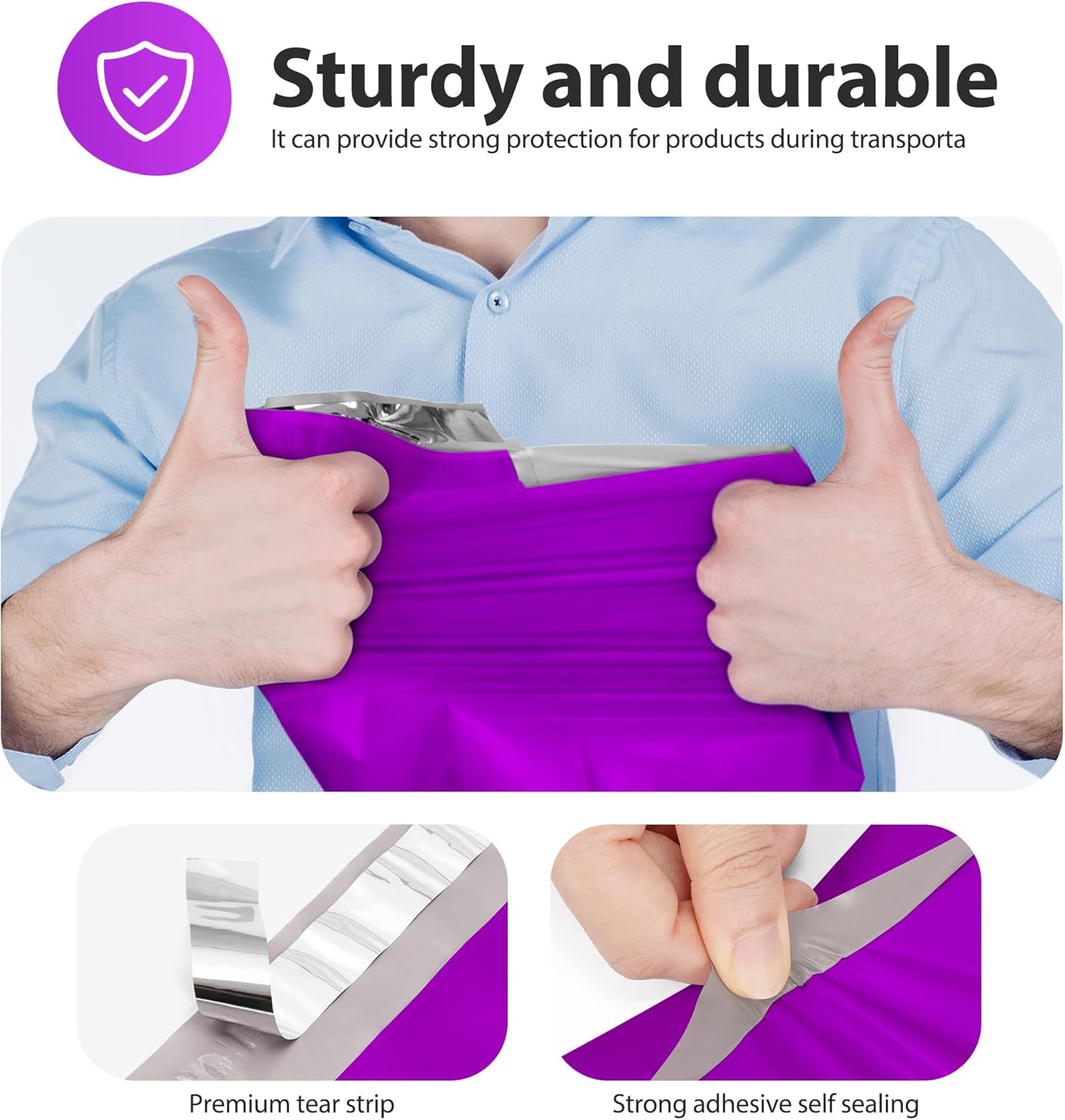 Fuxury Poly Mailers 12x15.5 Inch 500 Pcs, Bulk Shipping Bags for Clothing, Strong Adhesive Shipping Envelopes for Small Business Suppliers,Waterproof Mailers Poly Bags Mailing Envelopes Purple